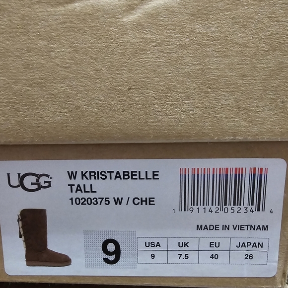 UGG W Kristabelle Tall Lace Up Suede Leather/Sheepskin Boots Chestnut Women's 9 - Picture 6 of 6